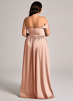 Azazie Calianna Vestidos de damas de honor Vestido de Oro Rosa de Satén Elástico de Corte en A Convertible con Vestidos sin tirantes image7