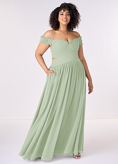 Barbie ♥ Azazie Bridesmaid Dresses Dropped Waist Cutout Chiffon A-line Dress image7