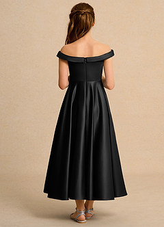 Azazie Teeny Girl Abiti da Ragazza di Fiori Abito A-Line in Raso Opaco Plissettato Nero image2