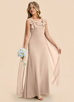 Azazie Chelsea Junior English Rose Sheath Pleated Stretch Satin Dress image5