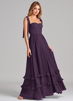 Azazie Anastacia Bridesmaid Dresses Plum A-Line Sweetheart Neckline Chiffon Dress image4