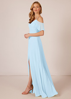 Azazie Dakota Bridesmaid Dresses A-Line V-Neck Pleated Chiffon Floor-Length Dress image2
