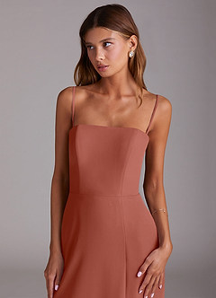 Azazie Wren 신부 들러리 드레스 A라인 스트랩리스 쉬폰 발목 길이 드레스 image2