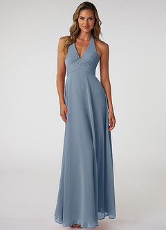 Azazie Tessie Bridesmaid Dresses Twilight A-Line V-Neck Pleated Chiffon Dress image1