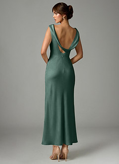 Azazie Kieryn Bridesmaid Dresses Eucalyptus Mermaid Pleated Stretch Satin Dress image5