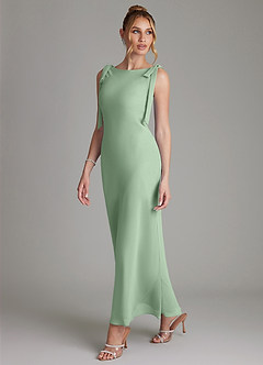 Azazie Luddie Bridesmaid Dresses Matcha Mermaid Bow Chiffon Dress image1