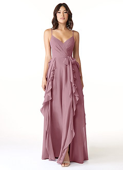 Azazie Peyton Bridesmaid Dresses Vintage Mauve A-Line Ruched Chiffon Dress image5