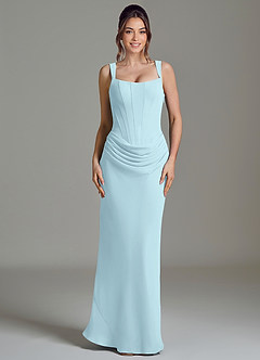 Azazie Niamh Robes de demoiselle d'honneur Robe Sirène en Mousseline de soie Corset Bleu Nuage image3