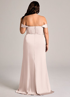 Azazie Johana Bridesmaid Dresses Blushing Pink Mermaid Off the Shoulder Stretch Satin Convertible Dress image9