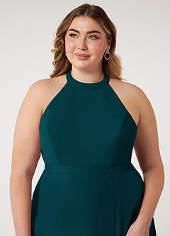 Azazie Clarice Bridesmaid Dresses Pine A-Line Halter Chiffon Dress image13