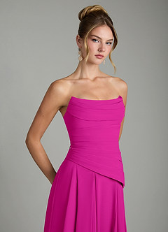 Azazie Gabriela Vestidos de damas de honor Vestido Fucsia de Gasa de Línea A con Corsé image10