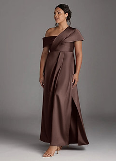 Azazie Milton Mère de la mariée Robes Robe Trapèze en Satin extensible Plissée Ganache image22