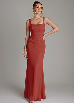 Azazie Agustina Bridesmaid Dresses Terracotta Mermaid Corset Chiffon Dress image1