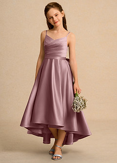 Azazie Sweets Girl Jurken voor bloemenmeisjes A-Lijn Jurk van Mat Satijn Geplooid Stoffige Roos image3