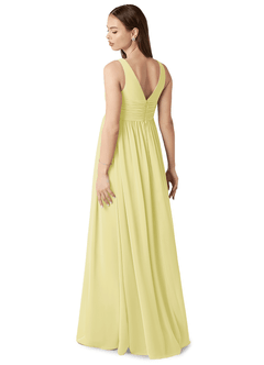 Azazie Yetta Brautjungfernkleider für Schwangere A-Linie V-Hals Versammelt Chiffon Bodenlänge Kleid image5