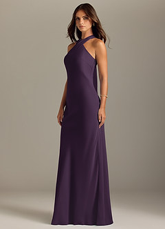 Azazie Doretta Bridesmaid Dresses Plum Mermaid Pleated Chiffon Dress image4