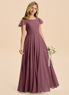 Azazie Cady Junior Sangria A-Line Pleated Chiffon Dress image3