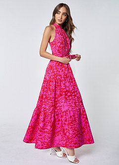 Endless Vacay Hot Pink Print Halter Maxi Dress image3