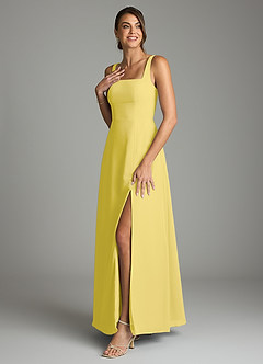 Azazie Debra Bridesmaid Dresses Canary A-Line with Pockets Chiffon Convertible Dress image5