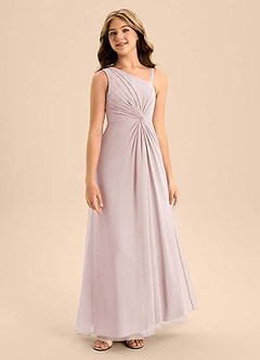 Azazie Brooke Junior Blushing Pink A-Line Side Slit Chiffon Dress image5