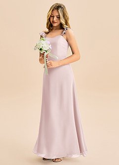 Azazie Mavie Junior Linia A Marszczony Szyfon Długość podłogi Młodsza druhna Sukienka image1