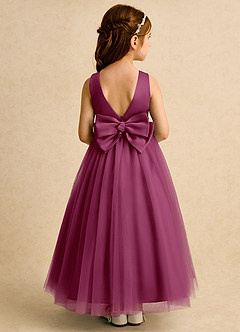 Azazie Lior Flower Girl Dresses Mulberry Ball-Gown Pleated Tulle Dress image5