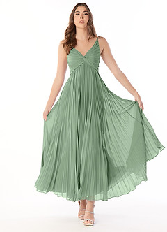 Azazie Raychelle Bridesmaid Dresses Matcha A-Line V-Neck Chiffon Dress image1