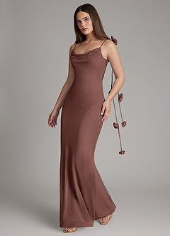 Azazie Kalico Robes de demoiselle d'honneur Robe Sirène en Mousseline de soie Plissée Expresso image7