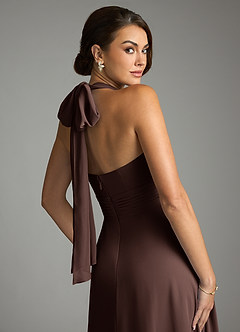 Azazie Tamira Bridesmaid Dresses Ganache A-Line Pleated Chiffon Convertible Dress image9