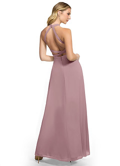Azazie Clarice Brautjungfernkleider A-Linie Halter Chiffon Kleider Altrosa image4