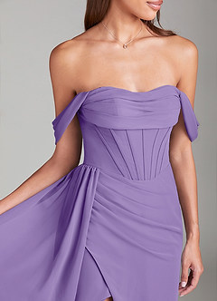 Azazie Amyra Bridesmaid Dresses Tahiti Sheath Off the Shoulder Chiffon Convertible Dress image5