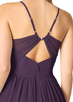 Azazie Cora Robes de demoiselle d'honneur Robe Trapèze en Mousseline de soie Plissée Prune image3