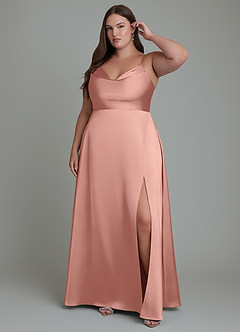 Azazie Sarella Brautjungfernkleider A-Linie Plissee Stretch-Satin Kleid Rosettenrosa image6