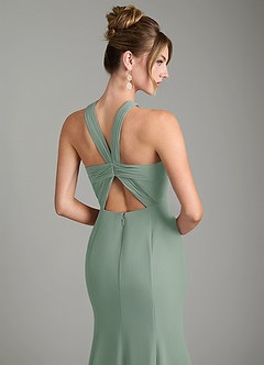 Azazie Rue Bridesmaid Dresses Silver Sage A-Line Halter Chiffon Dress image6