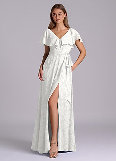 Azazie Lainey Morsiusneito Mekot A-linja taskuilla Floral Burnout Lattian pituus Pukeutua image1