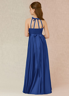 Azazie Arianthe Junior Royal Blue A-Line with Pockets Stretch Satin Dress image2
