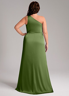Azazie Phaedra Bridesmaid Dresses Juniper A-Line One Shoulder Stretch Satin Dress image2