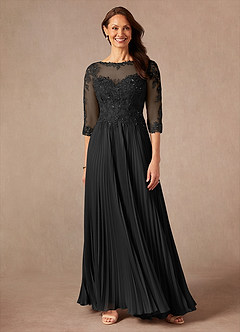 Azazie Corinne Kleider für die Brautmutter A-Linie Pailletten Chiffon Kleid Schwarz image1