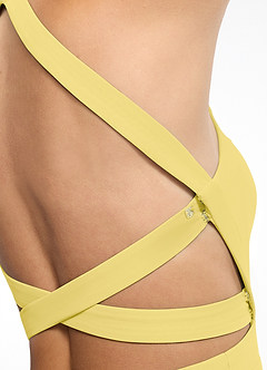 Azazie Clarice Abiti da Damigella Abito A-Line in Chiffon con Scollo Halter Canarino image7