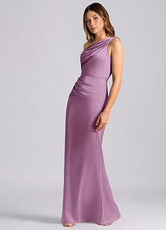 Azazie Akilah Brudtärnklänningar Klä av Sjöjungfru i Stretch Satin Ena axeln Blåregn image5