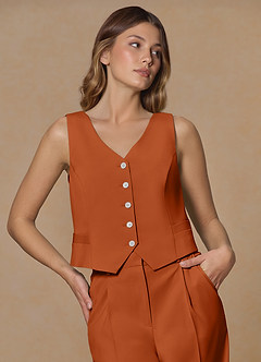 front Rowan Naranja Quemada Chaleco de rendimiento de tejido refinado