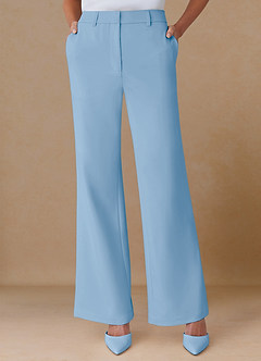 Marina Sky Blue Refined Weave Straight-Leg Pants