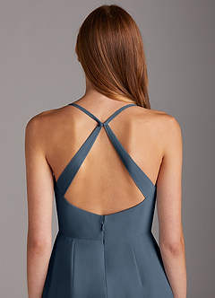 Azazie Manila Vestidos de damas de honor Vestido de Neptuno de Gasa de Corte Recto con Cuello en V image5