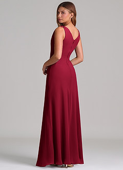 Azazie Nerine Brudtärnklänningar Klä av A-Linje i Chiffong Plisserad Bourgogne image2