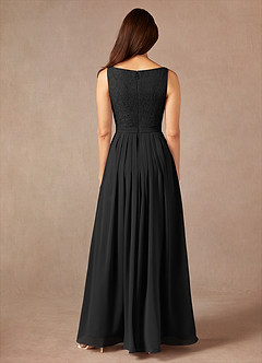 Azazie Ainsling Mother of the Bride Dresses Black A-Line Square Neckline Lace Chiffon Dress image7