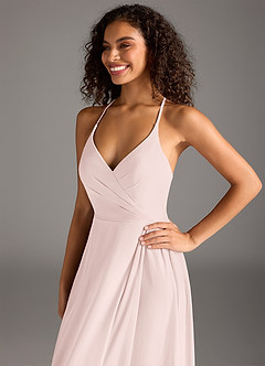 Azazie Davis Final Sale Blushing Pink A-Line Pleated Mesh Dress image7