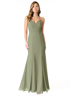Azazie Carolina Abiti da Damigella Abito Sirena in Chiffon Increspato Pistacchio image1