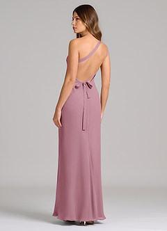 Azazie Monroe Final Sale Vintage Mauve Sheath One Shoulder Chiffon Dress image2