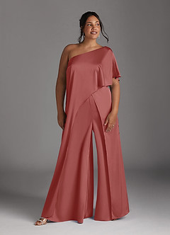 Azazie Hagretta Mother of the Bride Dresses Antique Rose Jumpsuit/Pantsuit Stretch Satin Dress image9