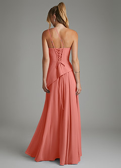 Azazie Holly Bridesmaid Dresses Salmon Pink A-Line Corset Chiffon Dress image2